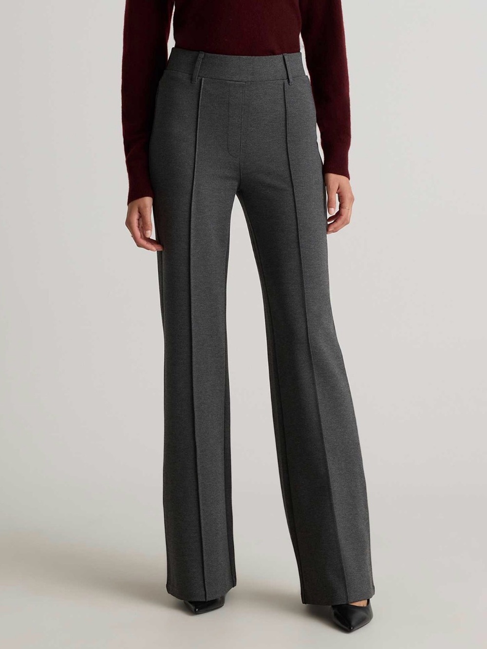 Quince Charcoal Gray Wide-Leg Ponte Pants